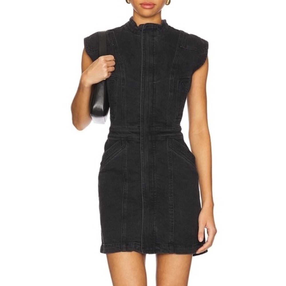 NWT Seventy + Mochi Juno Dress in Washed Black Denim Sleeveless Utility‎ - Large